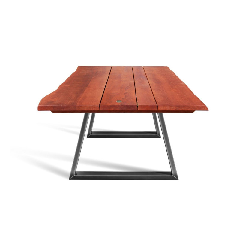 Meadview Oak Solid Wood Top Metal Base Dining Table