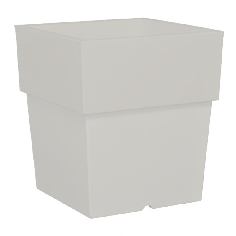 Pot à fleurs en plastique Laurine, H 20 po x l 18 po x P 18 po, Gris