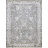 Hand Knotted Wool Oriental Area Rug in Gray/Light Blue/Tan