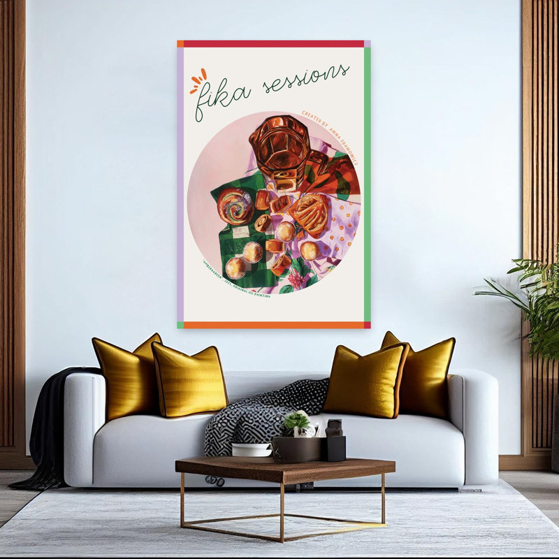 Art mural contemporain «Sweet Pastry Spread», H 60 po x l 40 po