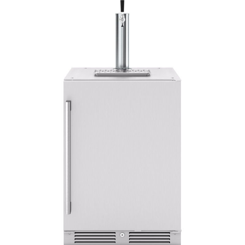 Presrv 5,6 pieds cubes Refroidisseur à bière d'extérieur convertible en acier inoxydable avec robinet simple et rangement pour 107 canettes