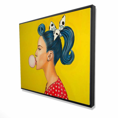 «Retro with Beautiful Ponytail», reproduction d'art sur toile encadrée