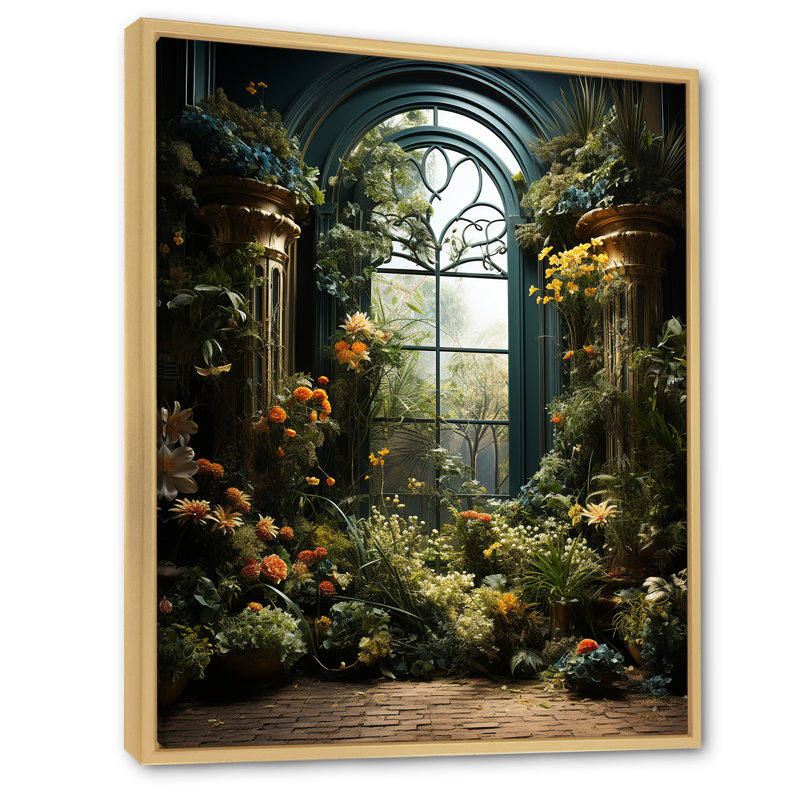 «Flower Foliage Adorned Gardens II», reproduction d'art sur toile, Cadre naturel flottant, H 20 po x l 12 po