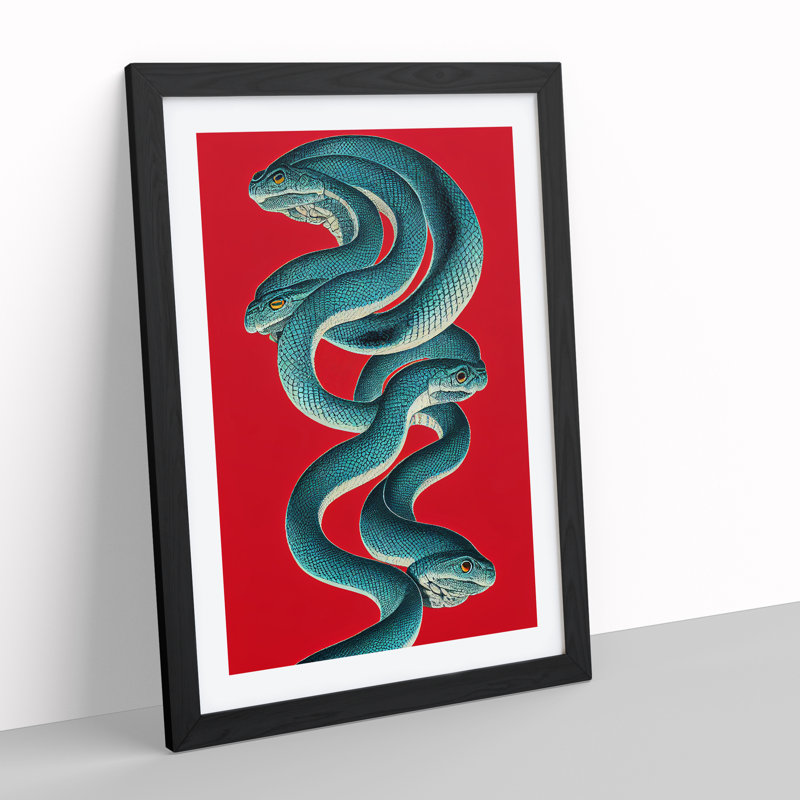 Snake Monster - Single Picture Frame Print, 64cm H x 46cm W x 2cm D, Black Framed
