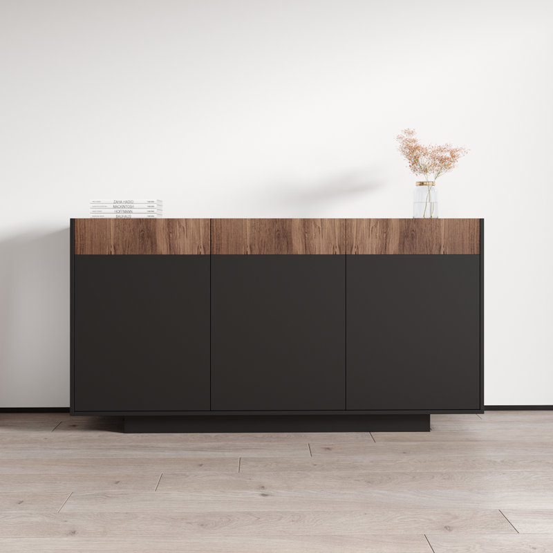 Albinca 62.9" Sideboard with Matte Finish, Graphite/Walnut