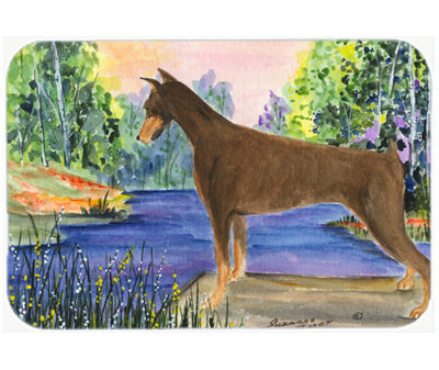 Planche à découper en verre East Urban Home Doberman and Forest