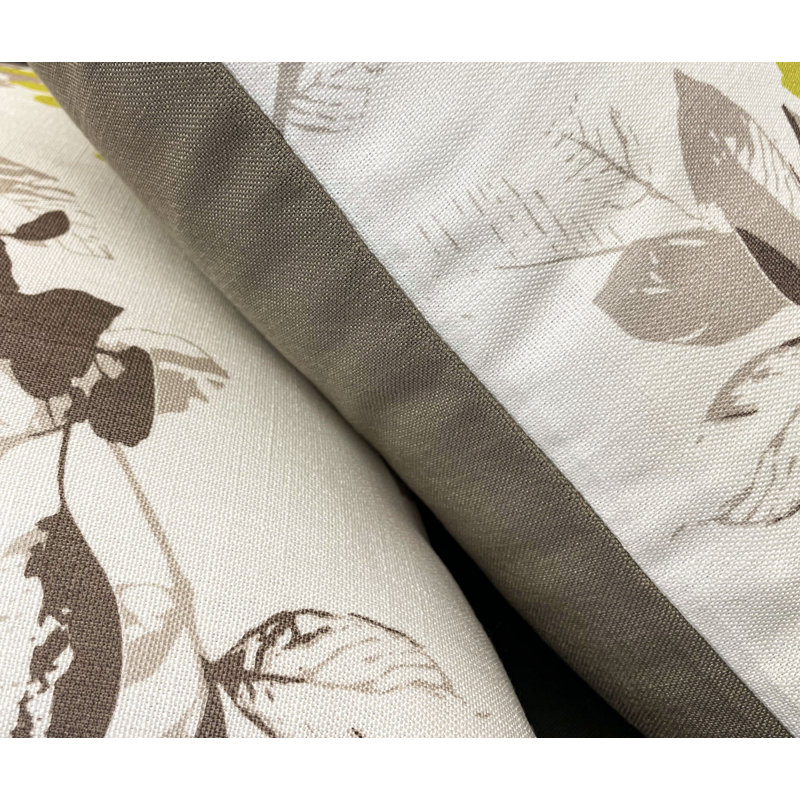 Ivory Floral Print Polyester Square Throw Pillow Set