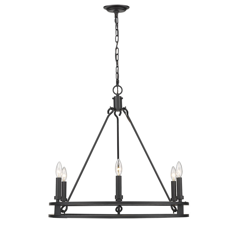 Henricks 6 - Light Dimmable Wagon Wheel Chandelier