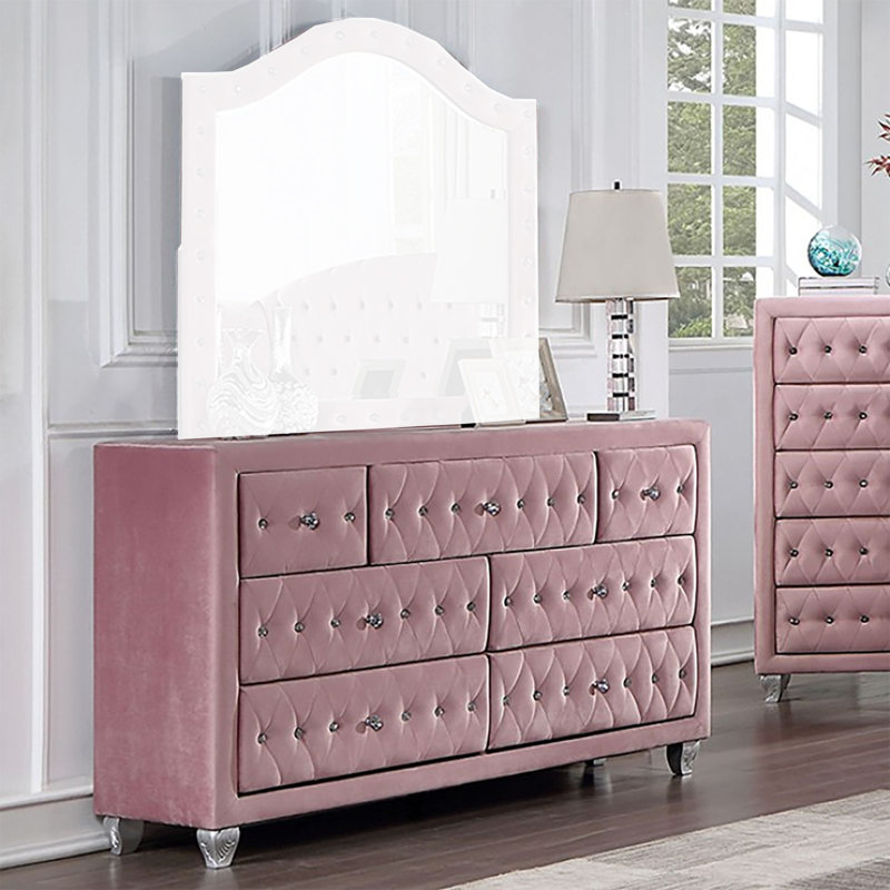 Commode 7 tiroirs Kanalu, Rose