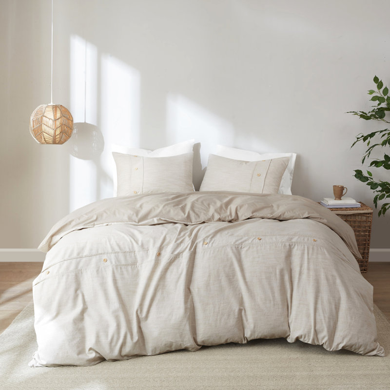Housse de couette en coton biologique naturel, 3 pièces, surdimensionnée pour un espace supplémentaire double / grand, doux et moelleux