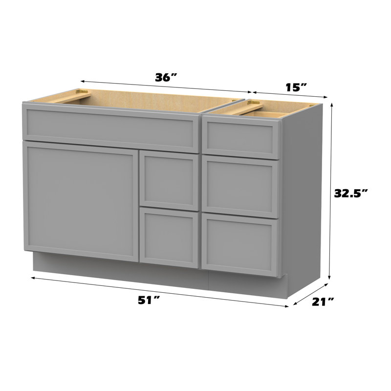 51'' Single Bathroom Vanity Base Only, Gray