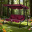 3-Seat Swing Bench Swing Glider With Adjustable Canopy, Removable Cushion And Pillows