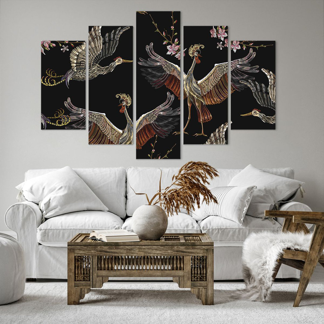 5-tlg. Leinwandbilder-Set Asian Birds Ornate