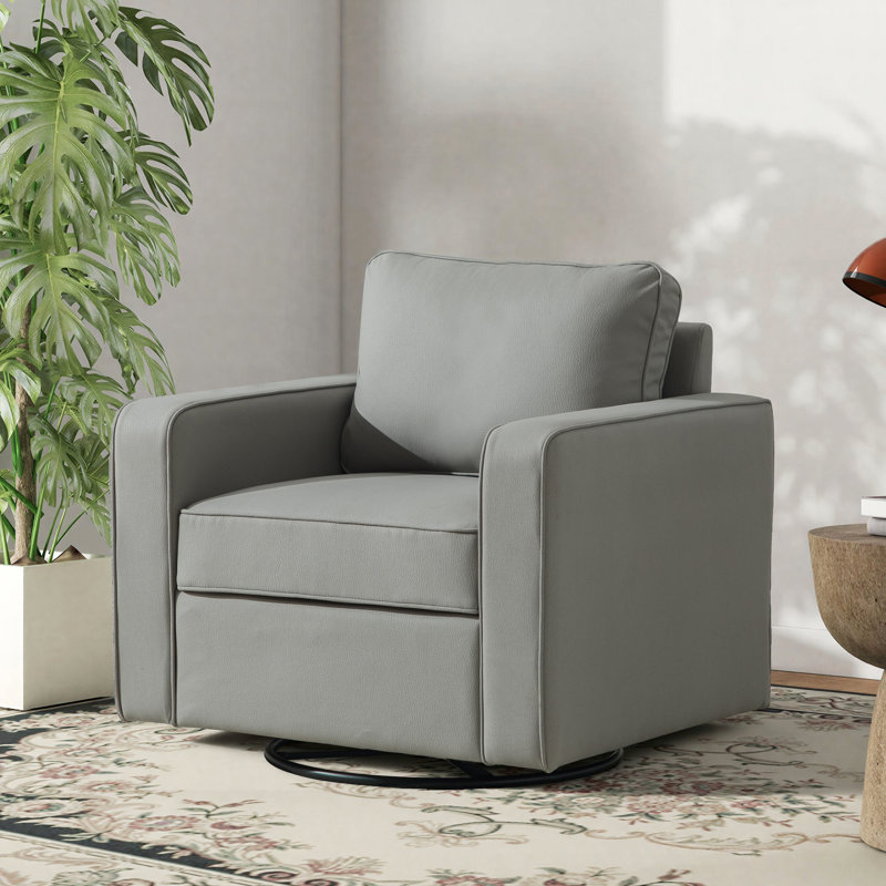 Fauteuil d'appoint large rembourré et pivotant avec siège de rangement, Gris