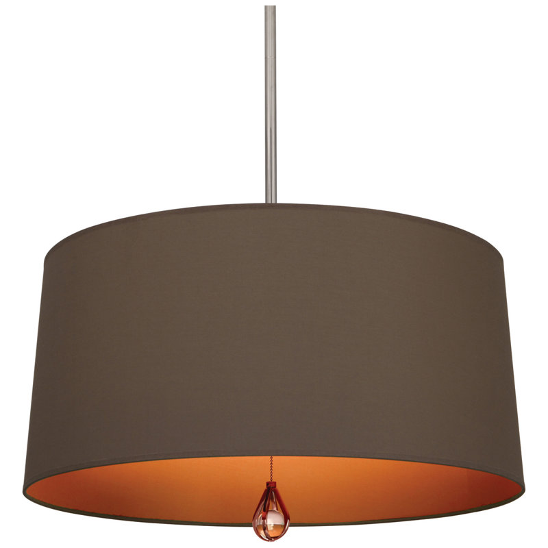Custis 3 - Light Drum Chandelier, Revolutionary Storm Fabric/William of Orange, Polished Nickel