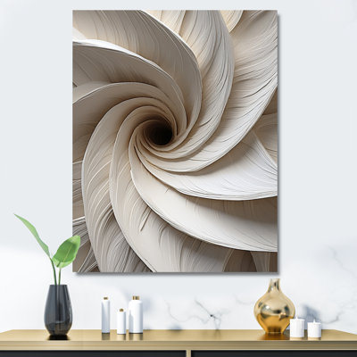 White Minimalism Spiral Poteries - Abstract Spirals Large Wall Art