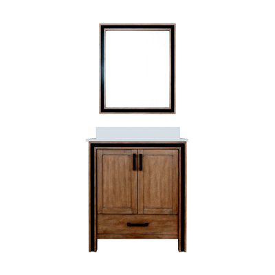 Meuble-lavabo 30 po Barnwood X P 22 po D, plateau en marbre de culture et Miroir