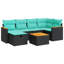  Ensemble de canapé de patio 7 pièces avec coussins en rotin de polyester