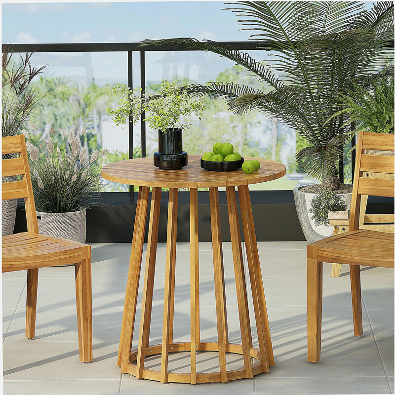 Outdoor Round Top Acacia Wood Dining Table,Round Bistro Table,Teak Finish