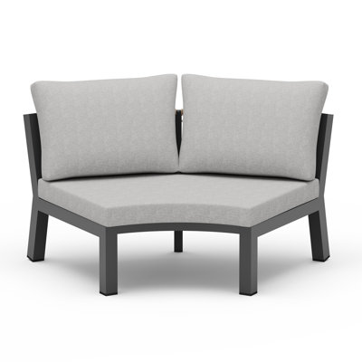 2-Person Curved Modular Patio Sofa with Cushions