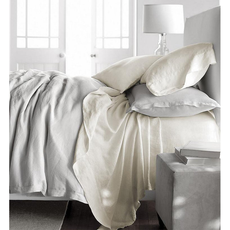 Ensemble de draps 100% coton 200 fils A Lewis, Blanc, Très grand