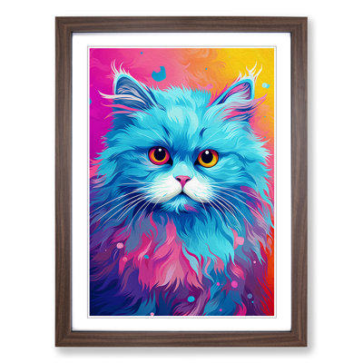 Persian Cat Pop No.2 - Single Picture Frame Print on Wood