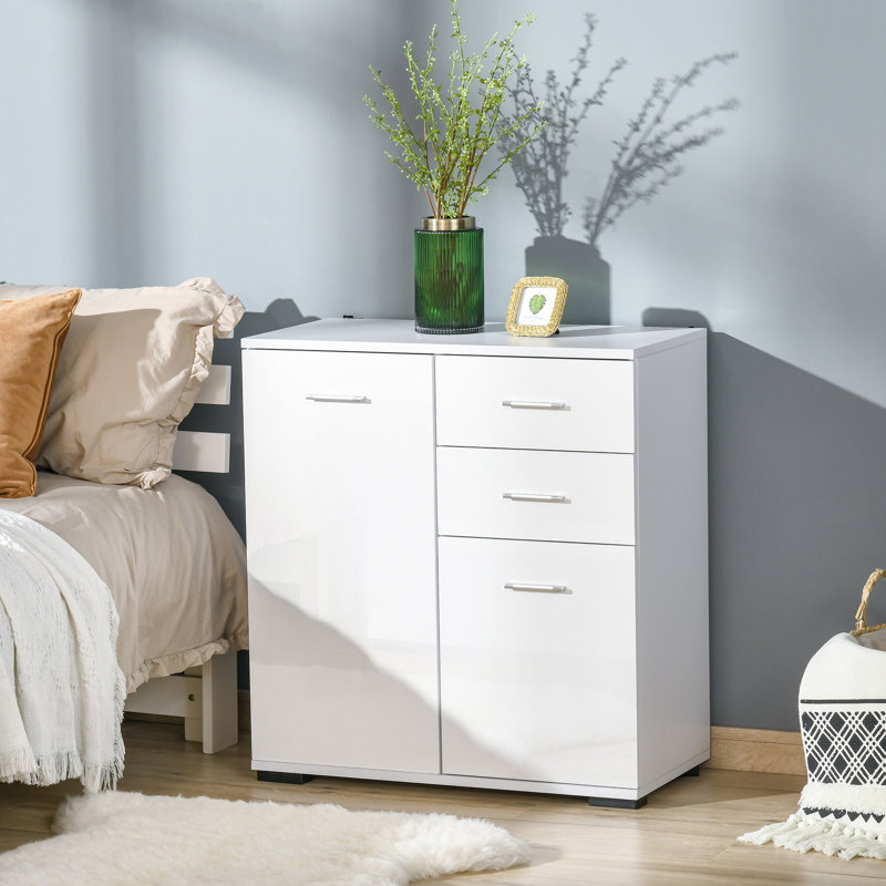 Elyza Cabinet Sideboard Cupboard Buffet Solo High Gloss, White