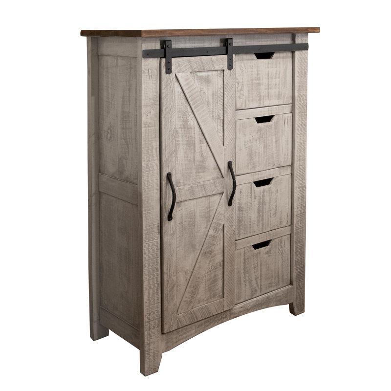 Commode 4 tiroirs 1 porte Dansby, Gris