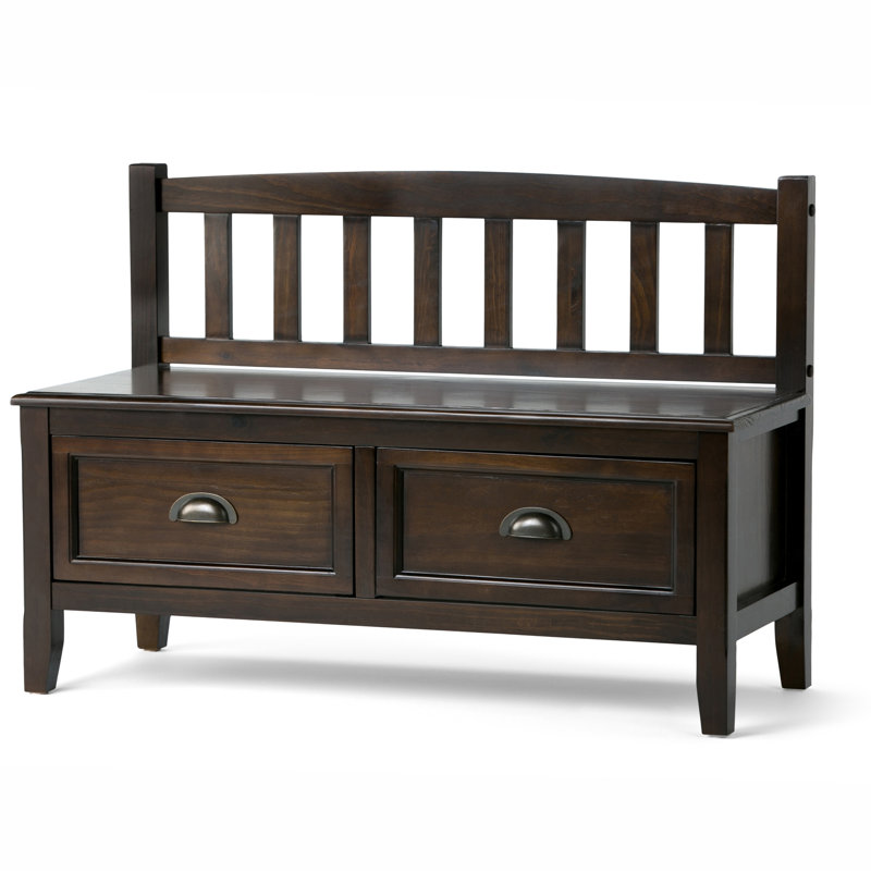 Entryway Storage Bench with Drawers, Dark Brown