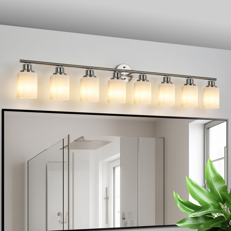 8-Light Modern Bathroom Vanity Light, Brushed Nickel