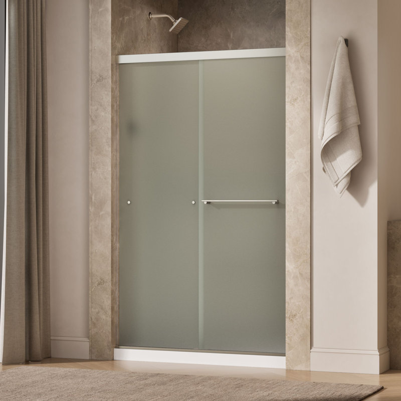 Revelsliding Shower Door, 76-In H X 44-5/8 - 47-5/8-In W, With 5/16-In Thick Frosted Glass