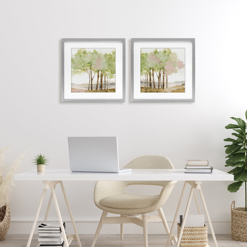«Idyllic Spring Awakening», ensemble de 2 impressions encadrées sous verre, design par Ian C., H 16 po x l 16 po