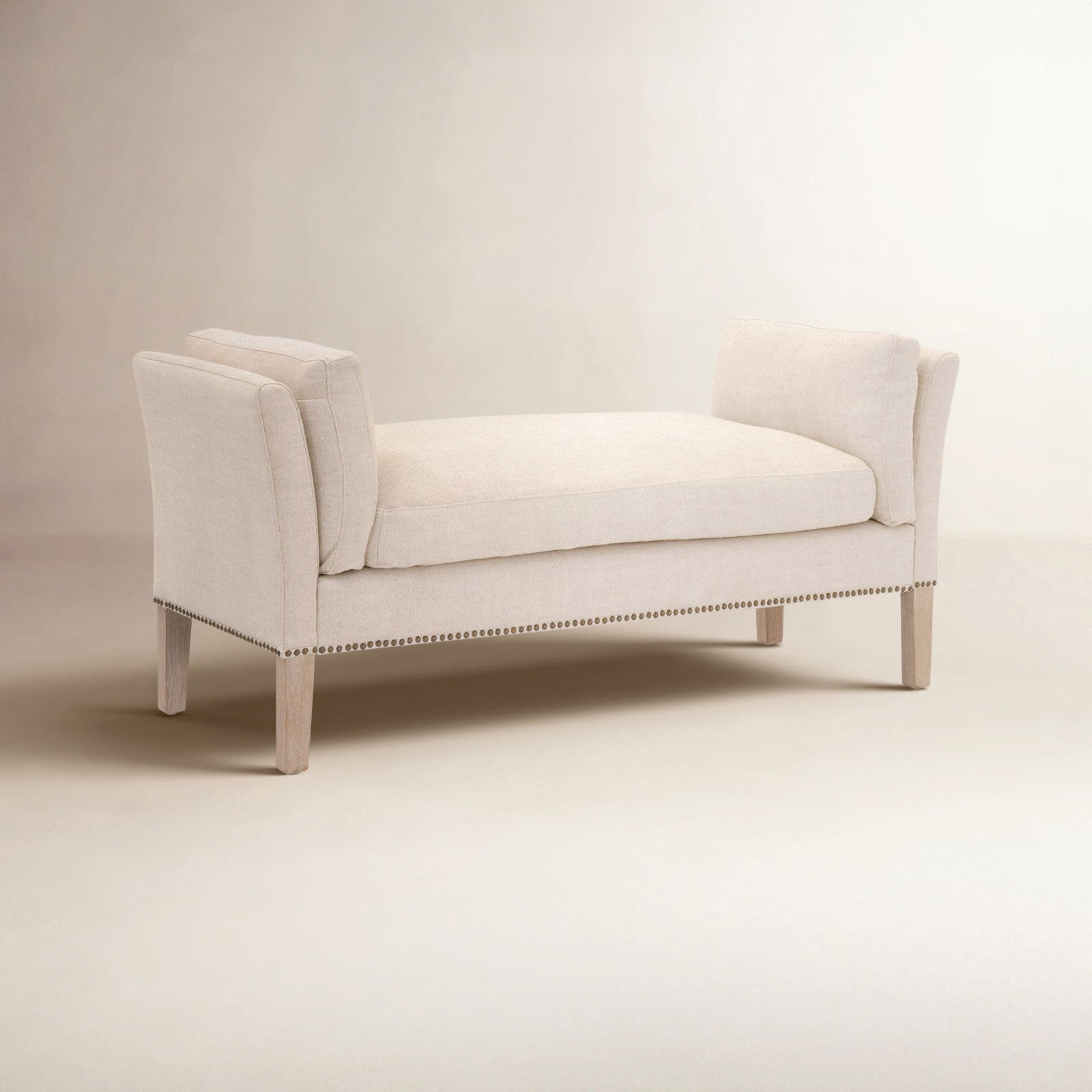 Loni Bench, Beige Solid Color