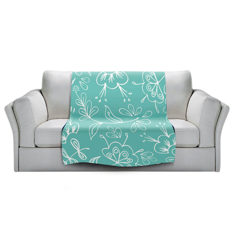 Hand Woven Throw Blanket, 51" W x 60" L, Aqua