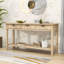 Console rustique en nid d'abeille avec 3 tiroirs de rangement et tablette ouverte-2095061733