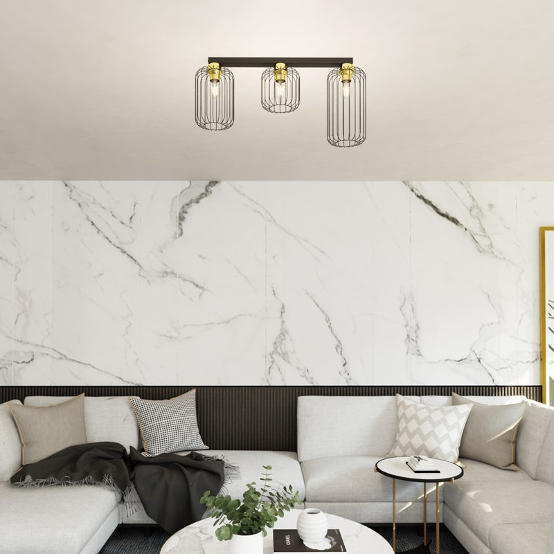 Aideth Flush Mount, Matte Black/Gold