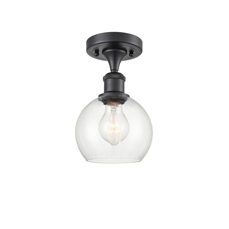 Plafonnier semi-encastré 1 lumière 6 po Cindi, Noir mat, Transparent