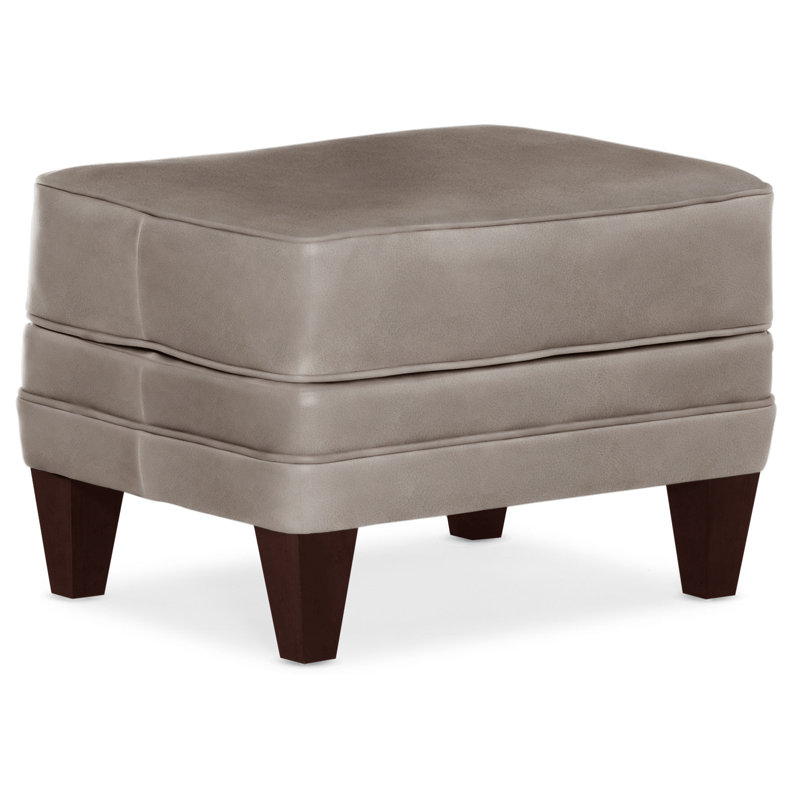 Willow Upholstered Ottoman, Mahogany, Anilina Hunter Genuine Leather