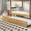 Lit simple superposé en bois d'hévéa simple avec lit gigogne, convertible en 2 lits simples avec échelle et garde-corps, chêne blanc