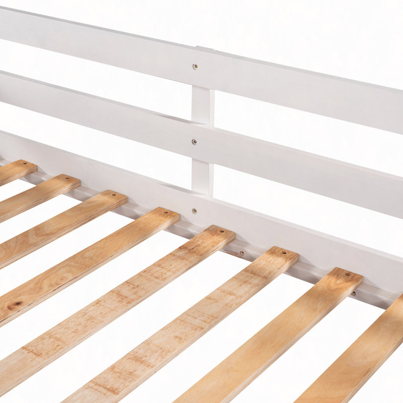 L-Shaped Bunk Bed With Slide And Short Ladder, White