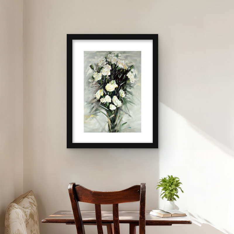 Lisianthus White Bouquet - chambre à coucher botanique, reproduction d'art mural, H 20 po x l 16 po