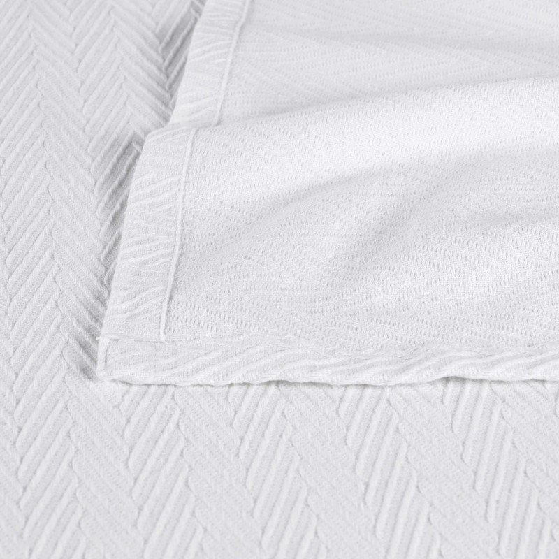 Jeté en coton toutes saisons Jareth, Double/Grand, Blanc