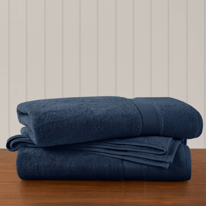800GSM 100% Cotton Bath Sheet 2 Piece Set, Dark Blue