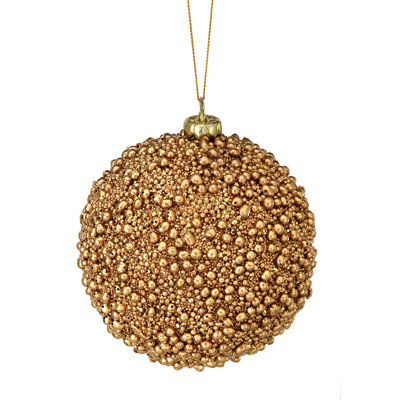 4" Glitter Metalic Mini Bead Ball Ornament