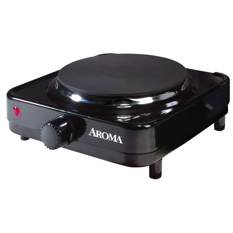 Plaque chauffante moulée sous pression simple AROMA® de 6 po, compacte et portable avec contrôle de la température