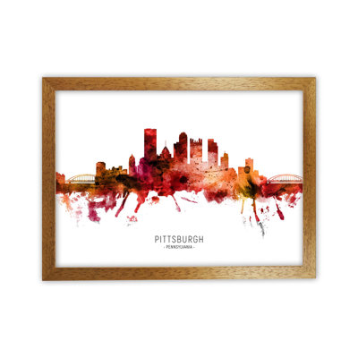 Pittsburgh Pennsylvania Skyline Red City Name by Michael Tompsett - 1 Piece Wall Art