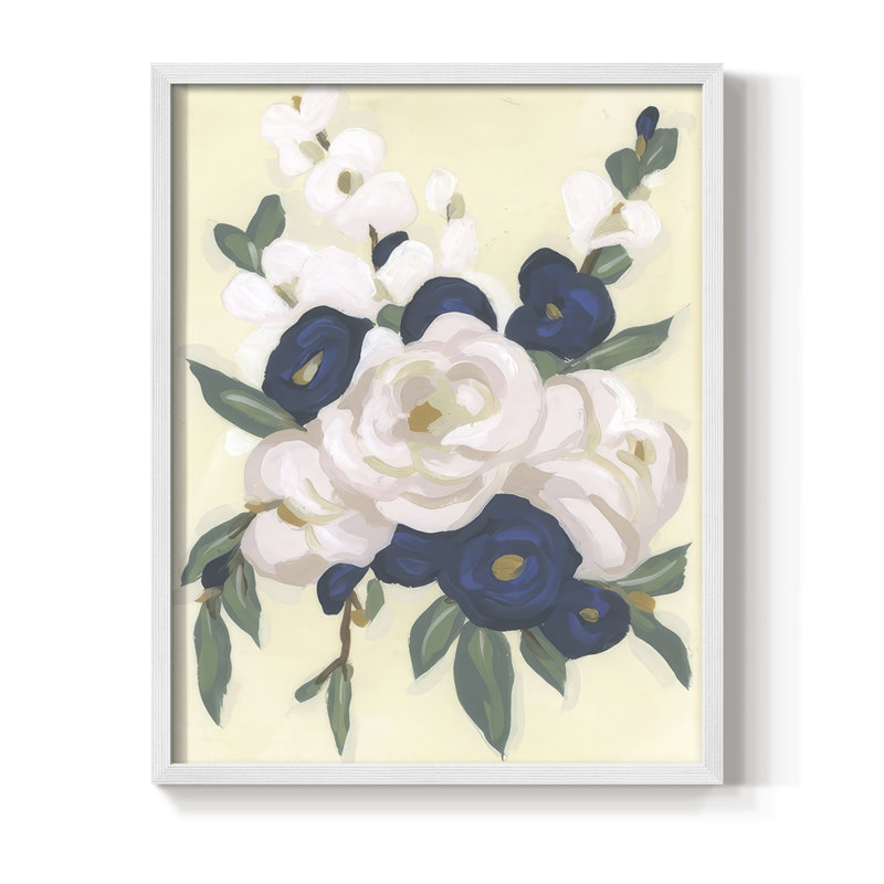 Garden Party Bouquet I Framed Print - Solid Wood, 11" H x 9" W, White