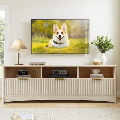 59″ Wide TV Stand for TVs Up to 65″, Modern TV Entertainment Center with 3 Drawers, Open Shelves & Cord Management