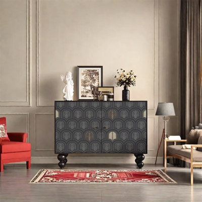 Multi-Layer Storage Cabinet with Metal Handles