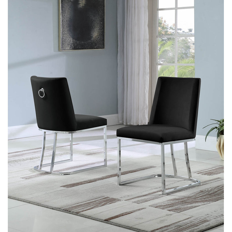 Chaise d'appoint rembourrée en velours Stansté, Noir, Argent